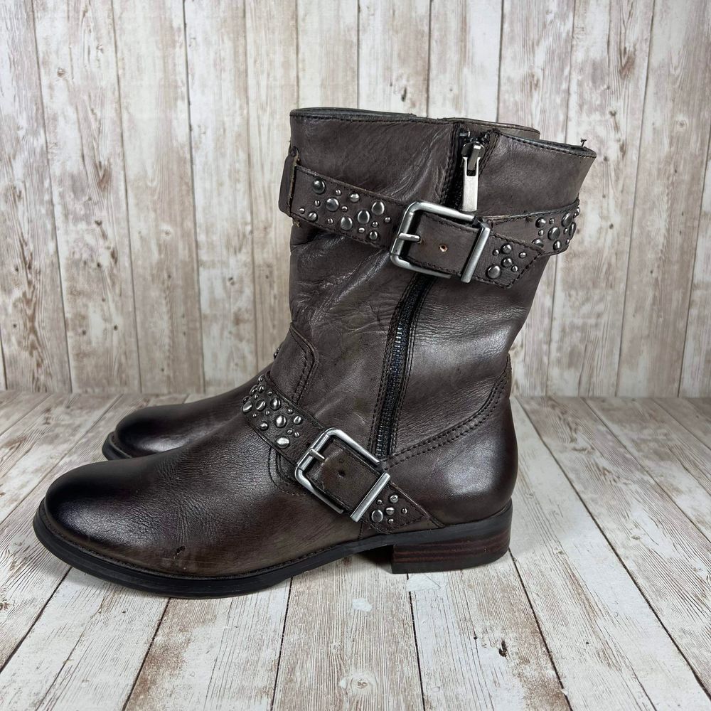 Arturo Chiang Studded Gray Ankle Boots - Picture 2 of 8